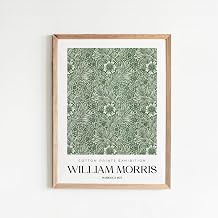 Nationcog William Morris Marigold Print Green Botanical Floral Wall Art, Victorian Exhibition Poster, Vintage Nature Home Decor for Living Room Bedroom Unframed 27x40