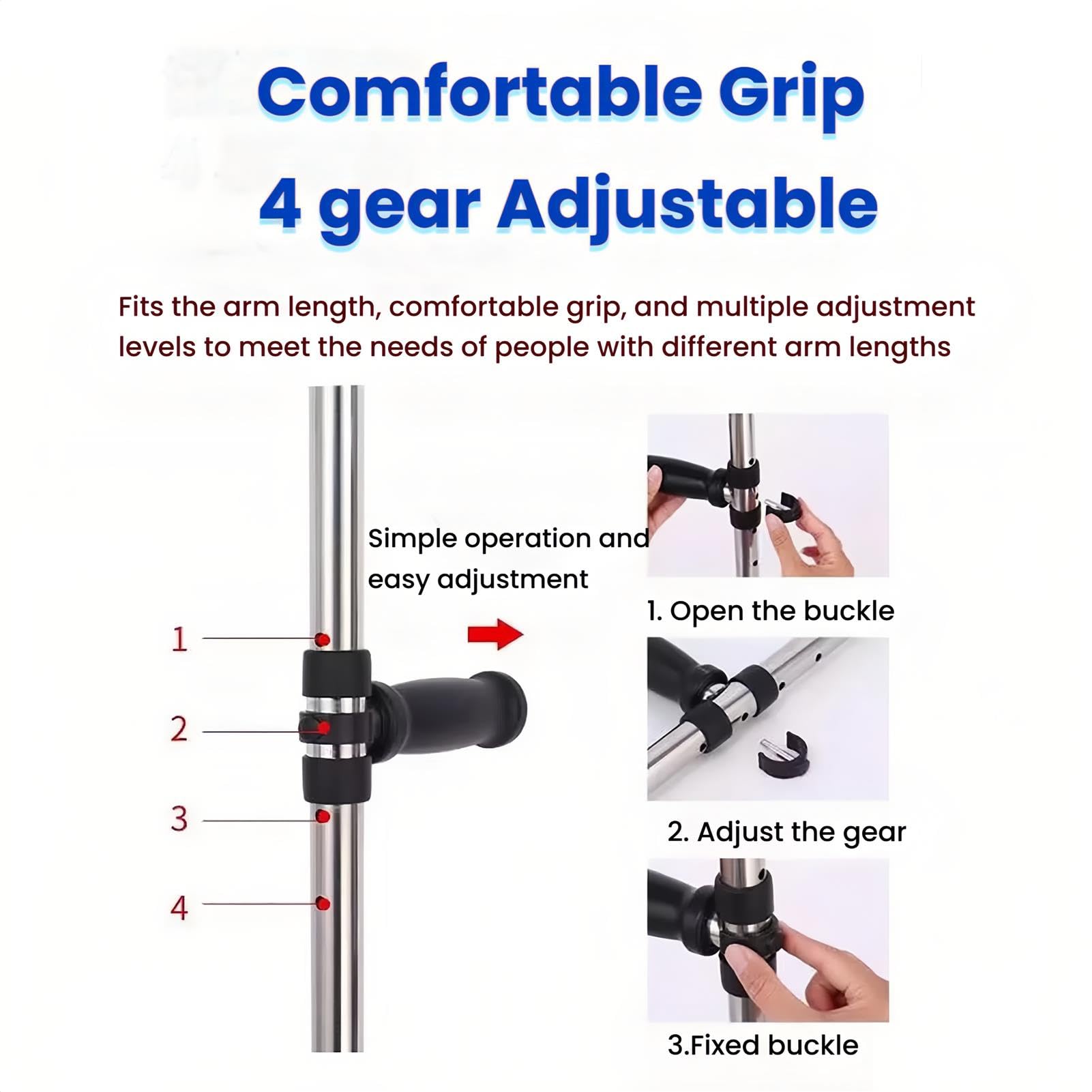 Muleta ergonómica plegable para axilas con soporte de brazo para adultos y niños, altura ajustable para una movilidad cómoda