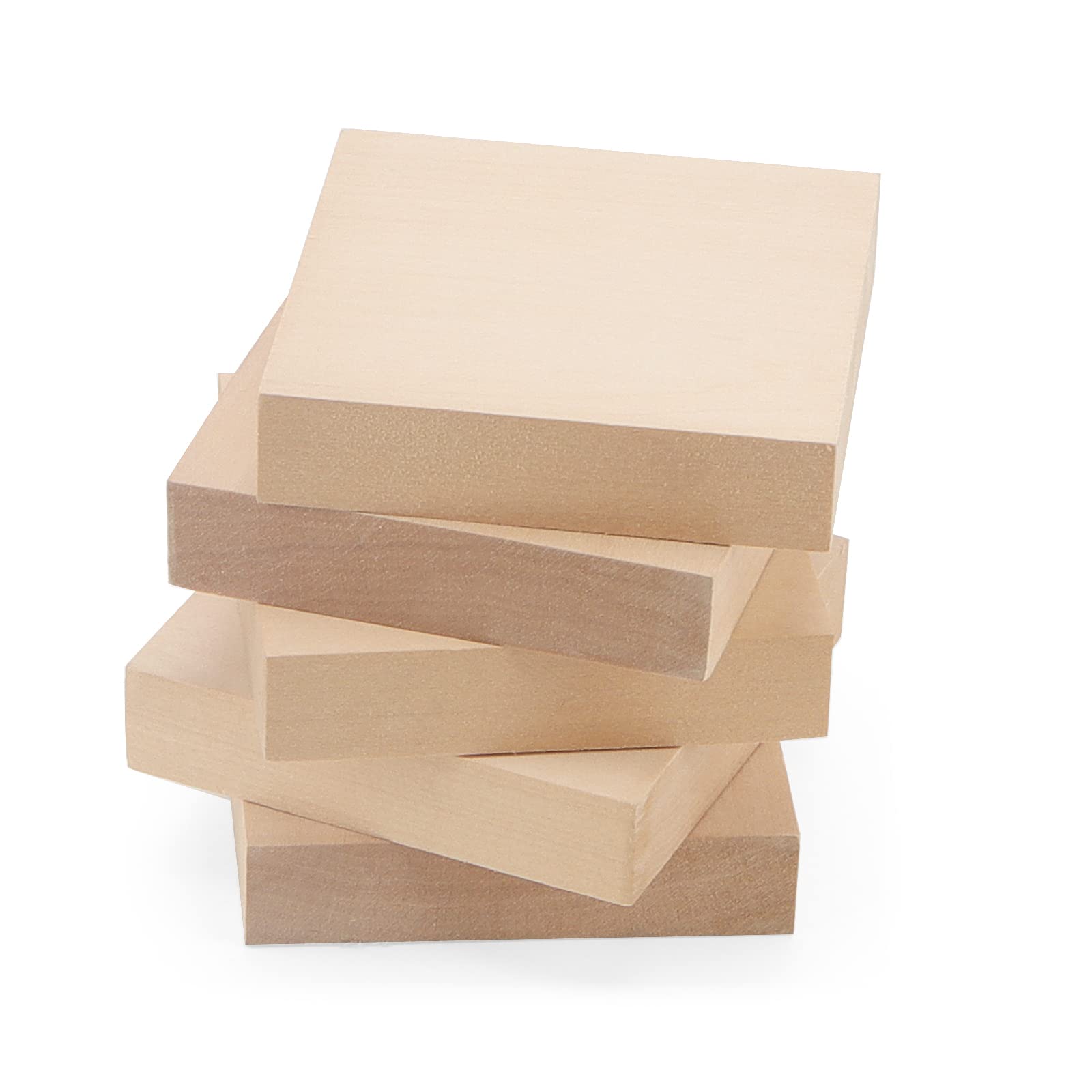 LEXININ 20 szt. 10 x 10 x 3 cm drewniane kostki, naturalne niewykończone klocki drewniane, puste kostki do majsterkowania, projektów DIY, rzeźbienia