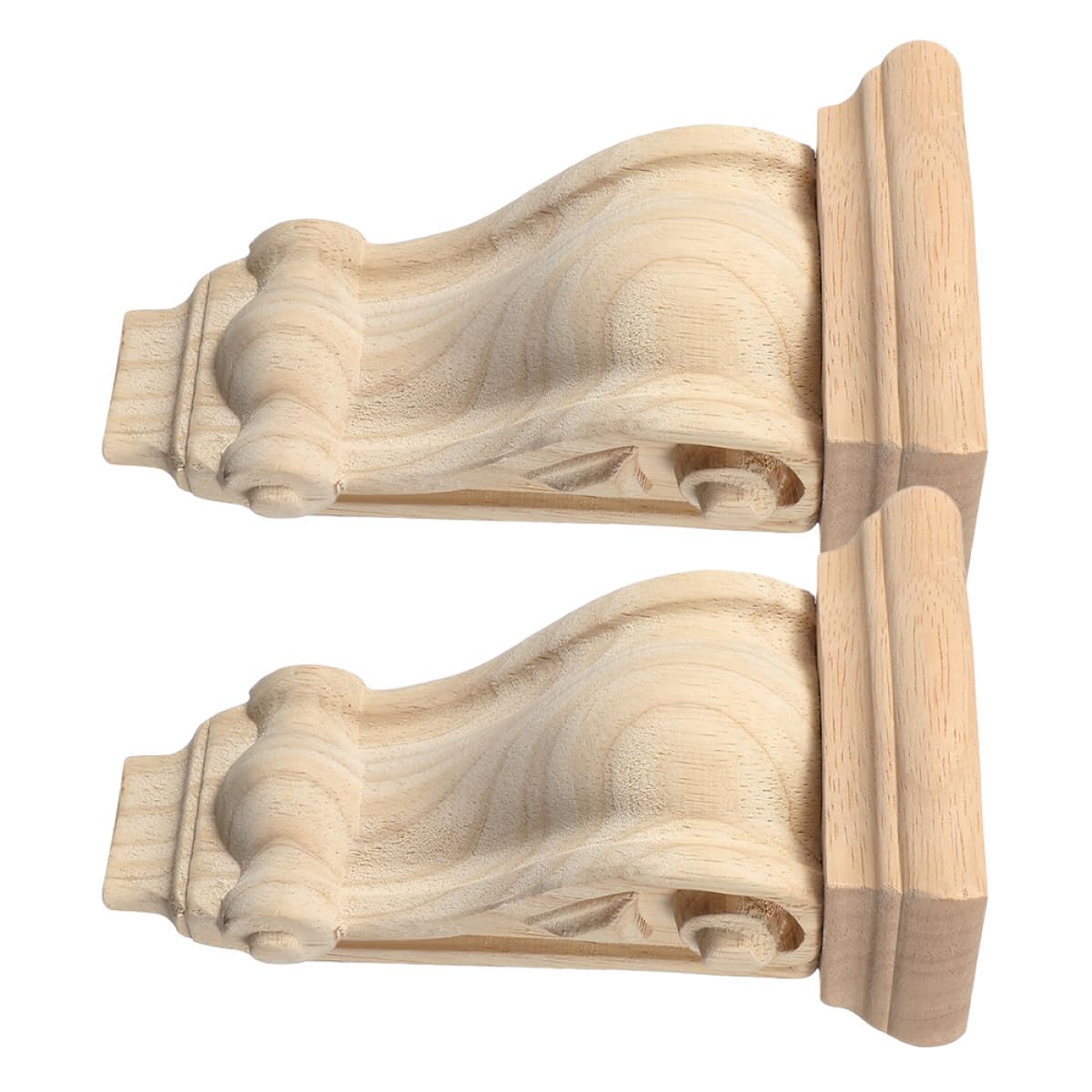2 Piezas Ménsulas de Madera Tallada Mano Detalles Artísticos Estilo Europeo Decoración para Esquinas y Estanterías Soportes sin Pintar para Puertas y Chimeneas Embellecedores de