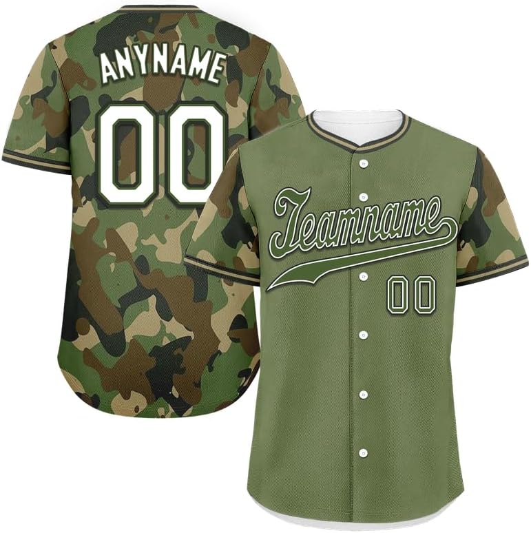 Custom Camouflage Baseball Jersey for Men Button Down Baseball Shirts Sports Uniform Personalized Jersey Name Number
