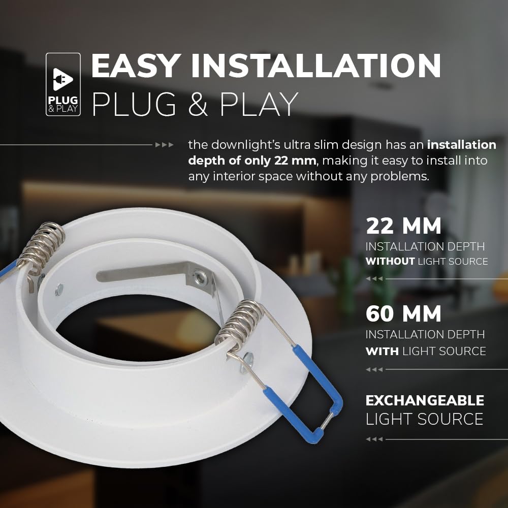 HOFTRONIC - LED Einbaustrahler 230V Schwenkbar Dimmbar Weiß Warmweiß Lichtfarbe 6er set Deckeneinbauleuchte 6x345 lumen Einbauspots IP20 für innenbereich - Deckeneinbaustrahler, Wohnzimmer und Büro
