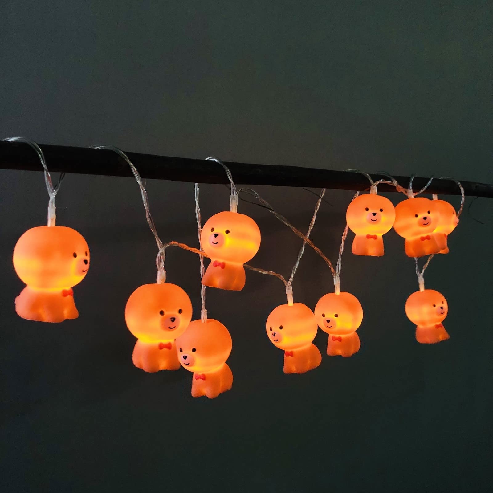 10 LED Lucky Puppy Fairy Lights 1.65m Length Puppy Dog String Lights Warm White Battery Operated Bedroom Children Room Decor Chain of Lights (Lucky Puppy)