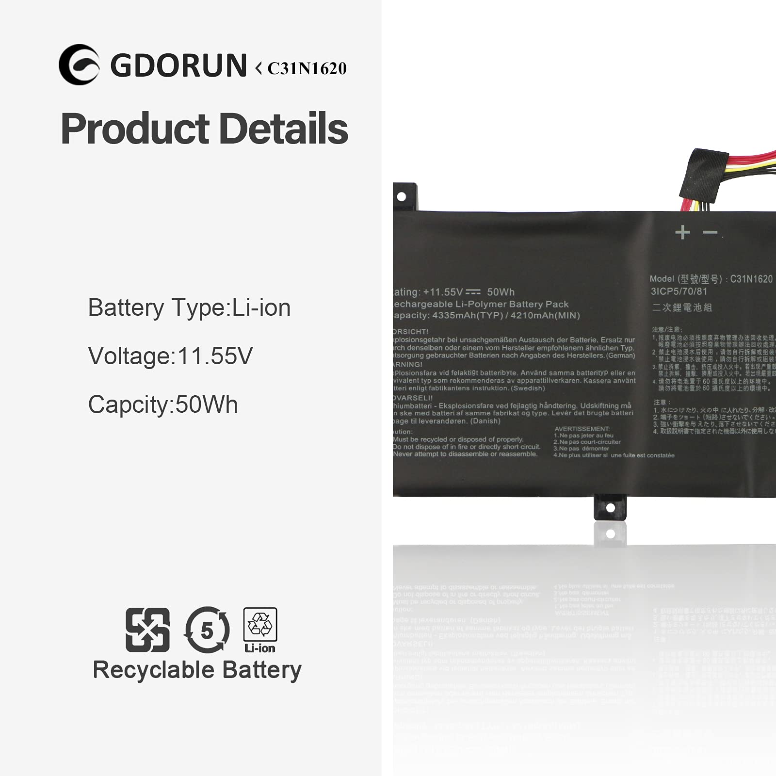GDORUN C31N1620 Battery for Asus Zenbook UX430U UX430UA UX430UN GDORUN C31N1620 Battery for Asus Zenbook UX430U UX430UA UX430UN
