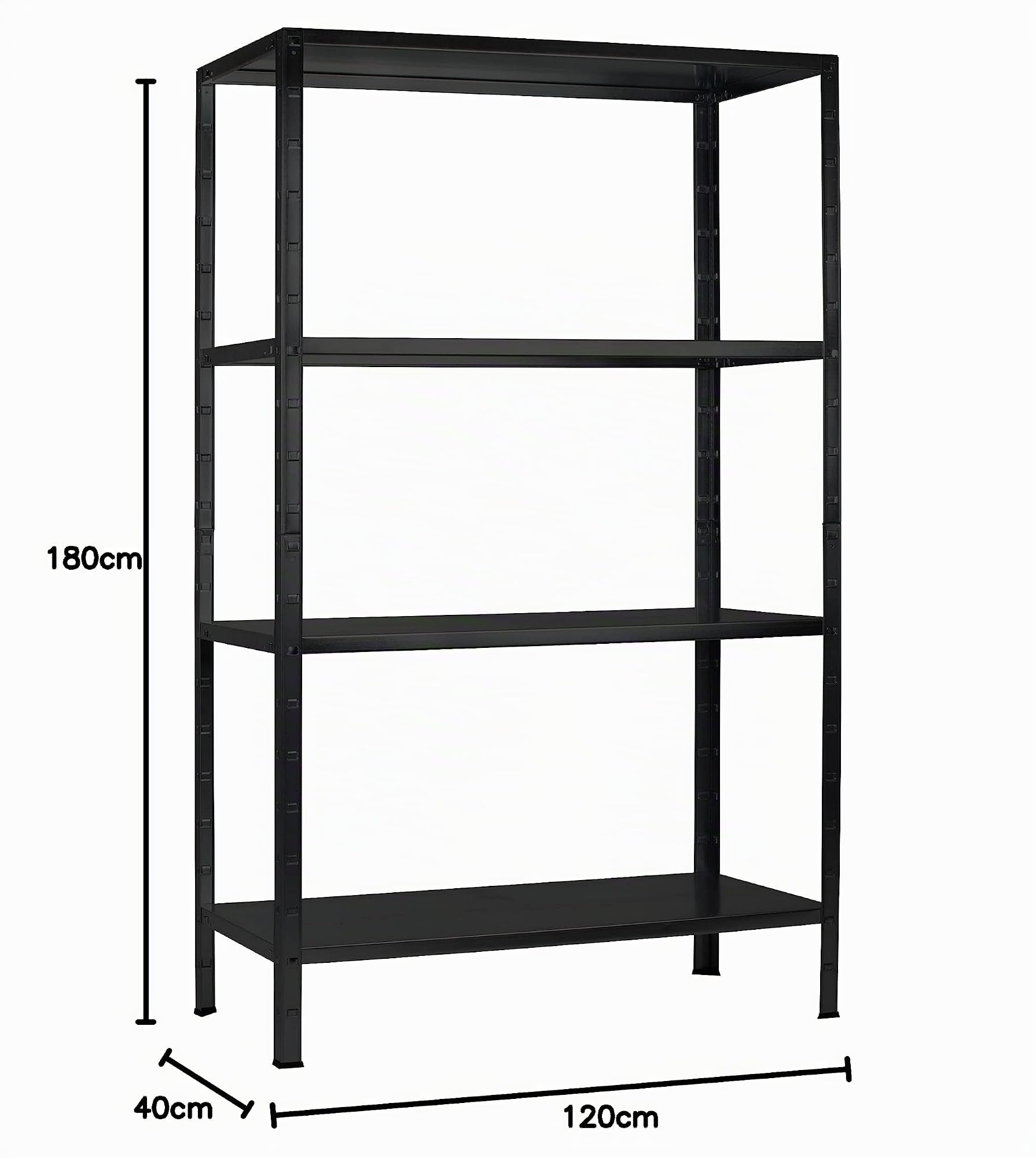 SCHULTE Regalwelt Steckregal mit 4 PowerMAX Fachböden, 65 kg Tragkraft, 180x120x40 cm (HxBxT), schwarz-Struktur, Lagerregal, Werkstattregal, Kellerregal, Garagenregal, Metallregal