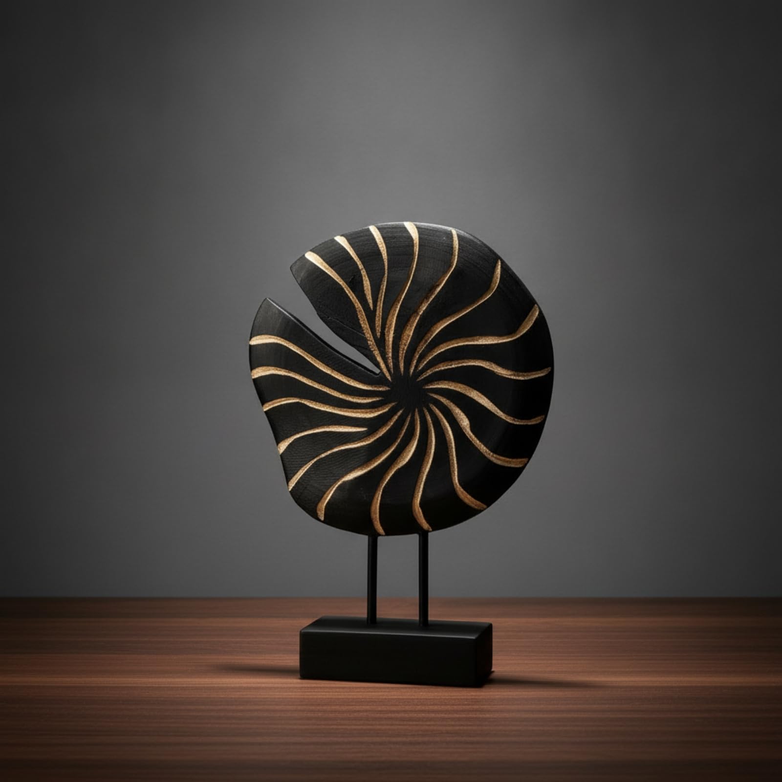 Baoblaze Decorazione da Tavolo Scultura Sun Disk Ornamento Circolare Radiale Supporto Resina Elegante Base Ebano Adatta per Soggiorno Ufficio Ingresso Cm25x9x36