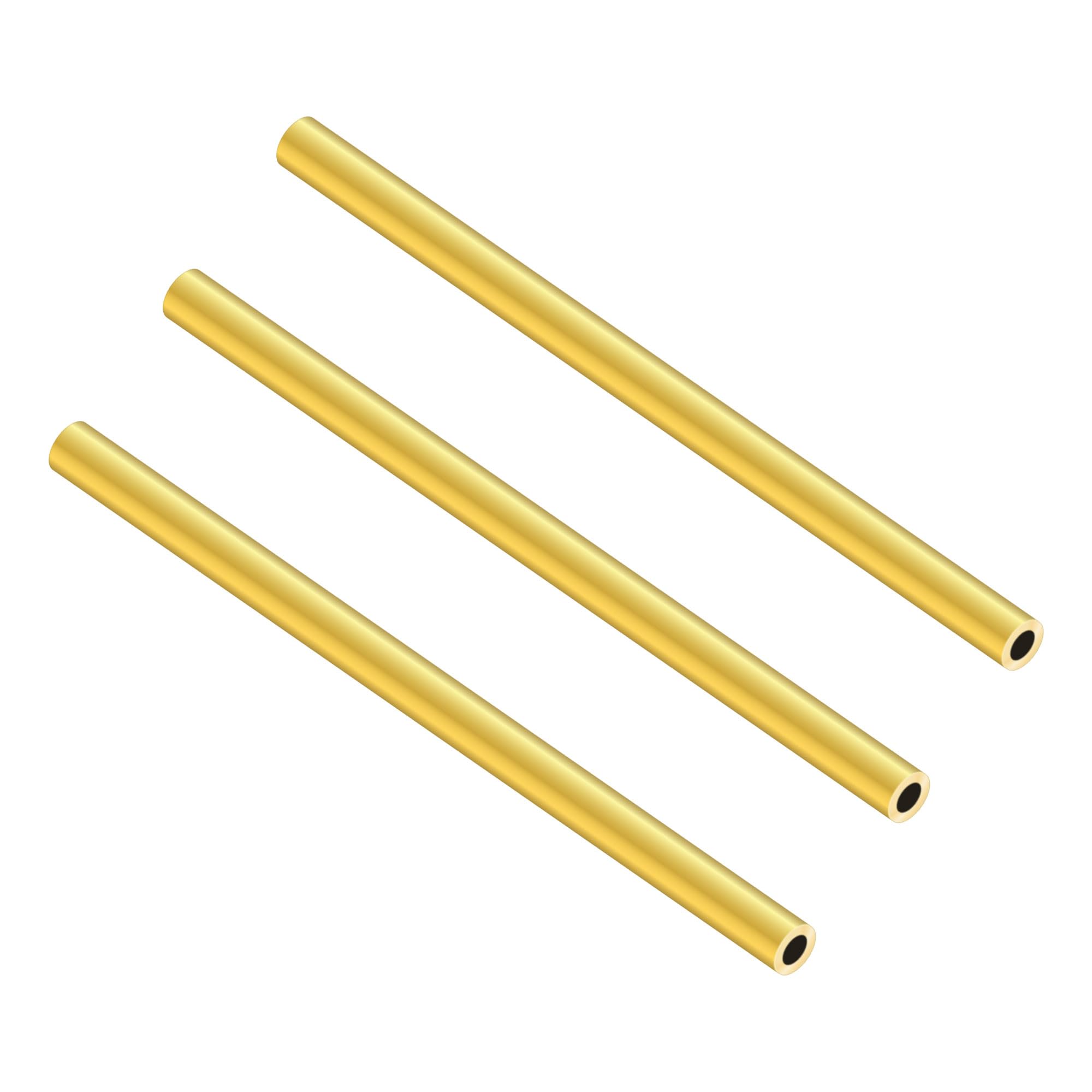LAVMHAB Round Brass Tube 5mm OD x 1.0mm Wall Thickness x 200mm Length, Seamless Round Brass Pipes Tubing for DIY Craft (3 Pcs)