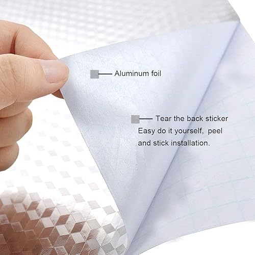 Miniatura 3 de Adhesivos de papel tapiz para salpicaduras de cocina, papel de contacto de papel de aluminio para despegar y pegar, adhesivo de pared autoadhesivo