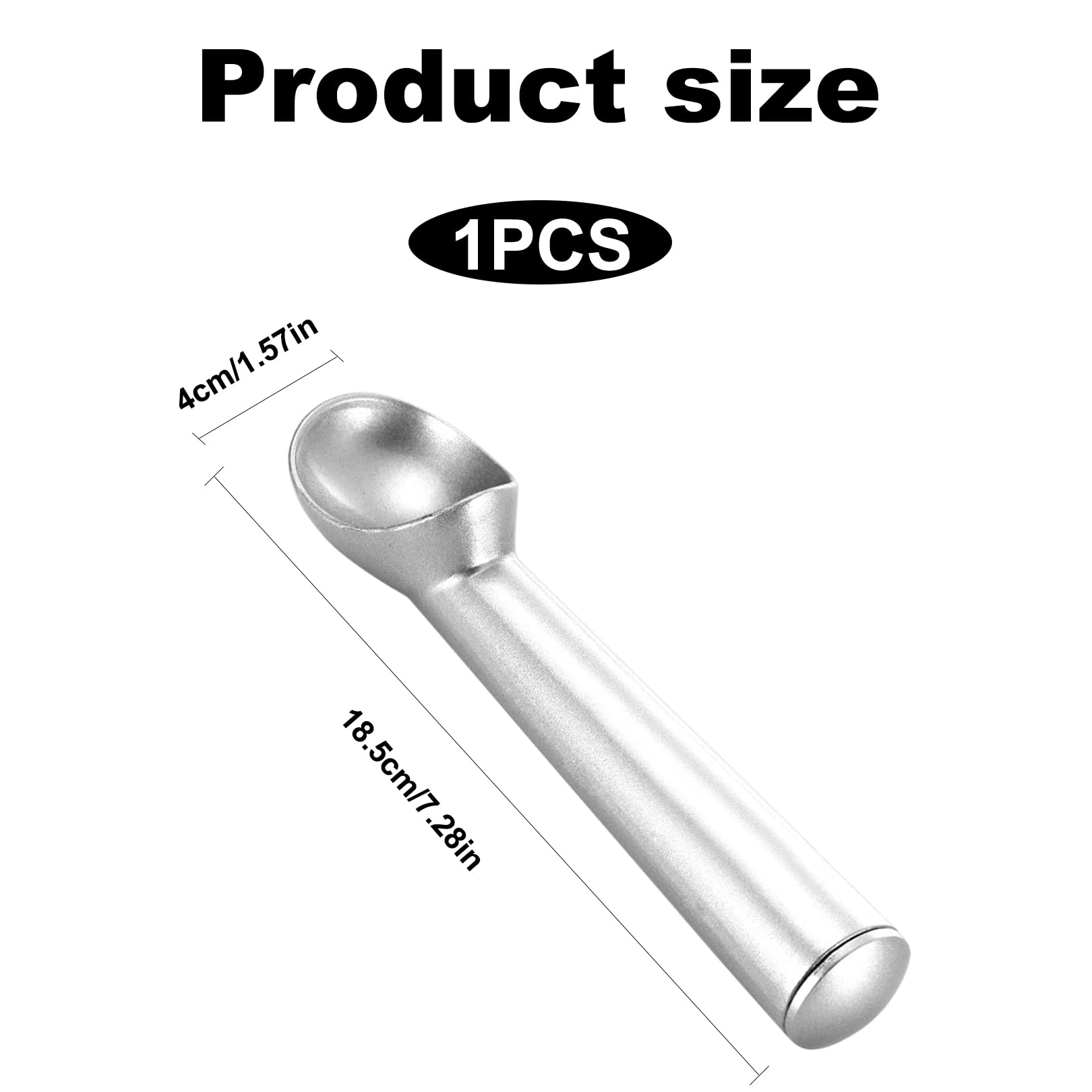 Cuillère à Glace Professionnelle En Aluminium - Boule Parfaite Pour Glaces, Sorbets & Pâte à Biscuits - Argentée