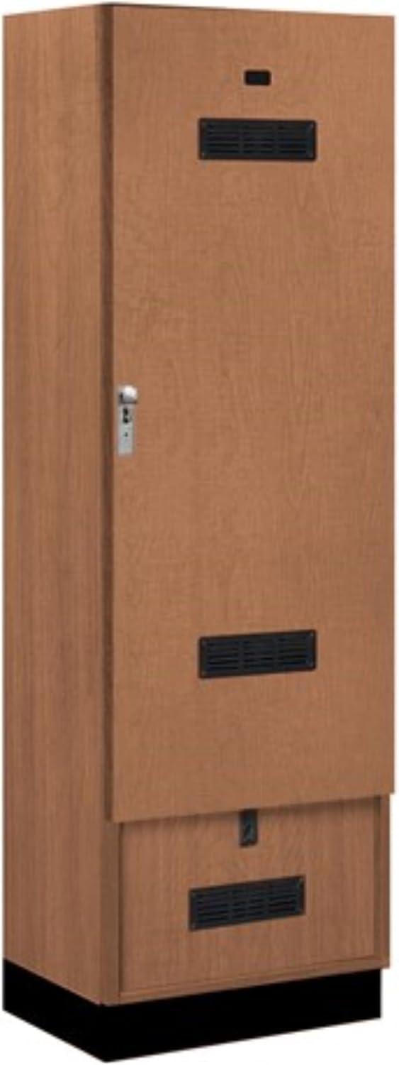 Salsbury 24" Wide Premier Wood Gear Locker - 6 Feet High - 18 Inches Deep - Red Oak - Silver Hasps
