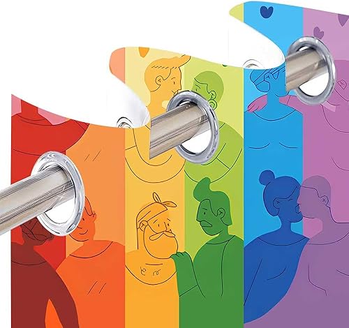 Miniatura 5 de EOTDMS CLDWEO0575 - Cortina LGBT, con diseño de arcoíris gay, con aislamiento térmico y ojales, para sala de estar, dormitorio, 42 x 84 pulgadas,