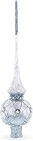 Vista 1 de Dimensional White Jewels on Speckled Silver Glass Christmas Tree Topper 11 pulgadas