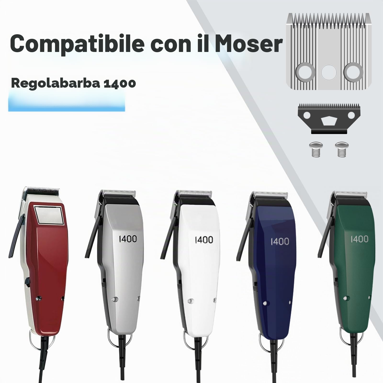 Star Blade - Lama di ricambio compatibile con il tosaerba Moser 1400, in acciaio inox, 0,7-3 mm, confezione da 2