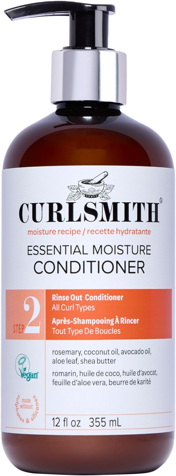 Curlsmith - Essential Moisture Conditioner, Lightweight Frizz Control for Wavy, Curly and Coily Hair, Vegan (355ml)