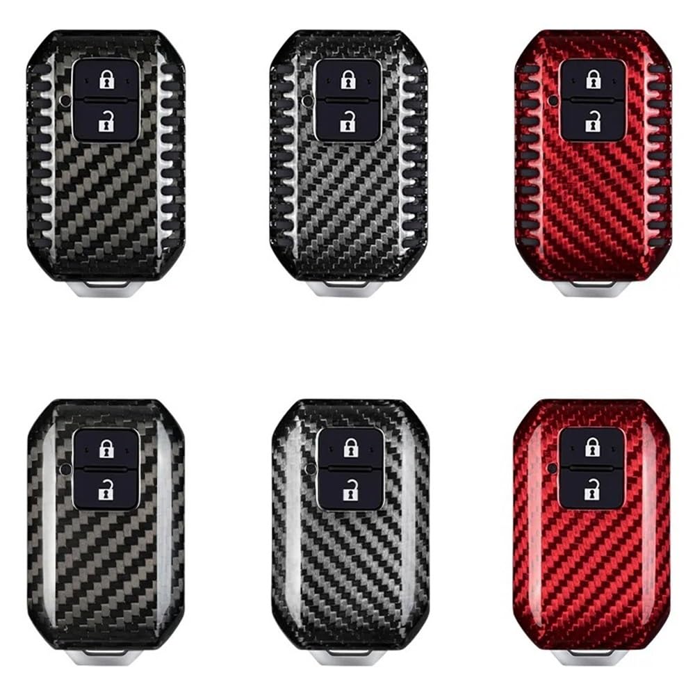 para Llave de Coche Funda de Fibra de Carbono para Llave de Coche, Funda para Llave, Funda para Suzuki para Swift 2017 2019 2020 Wagon R, protección sin Llave Monopoly(Silver Black 01)