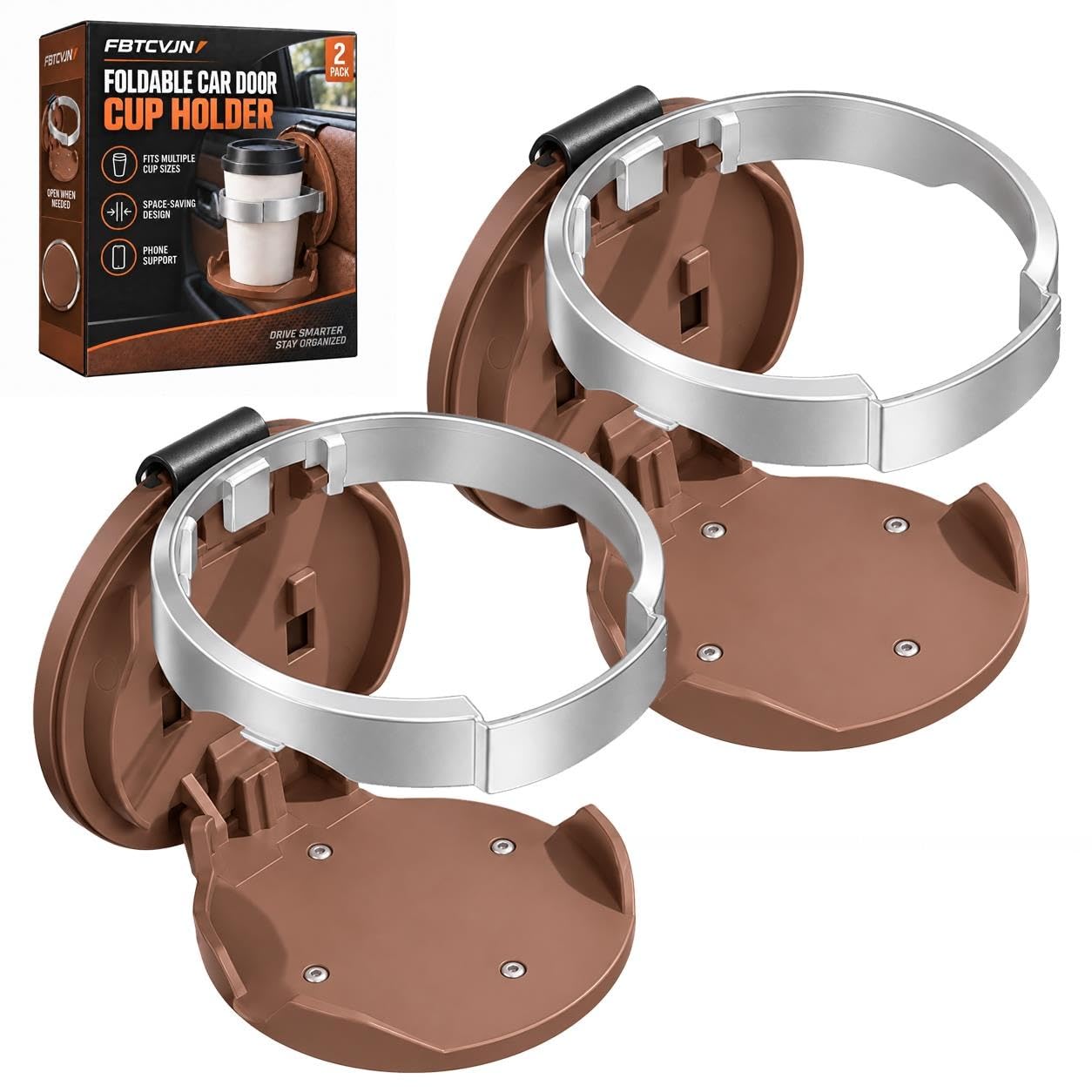 Universal Foldable Car Cup Holder with Hook Folding Automotive Door Storage