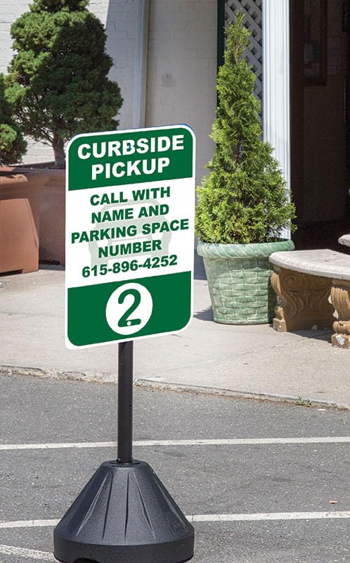 Portable Rolling Sign Base with Wheels, 60"H x 18" Diameter, Black