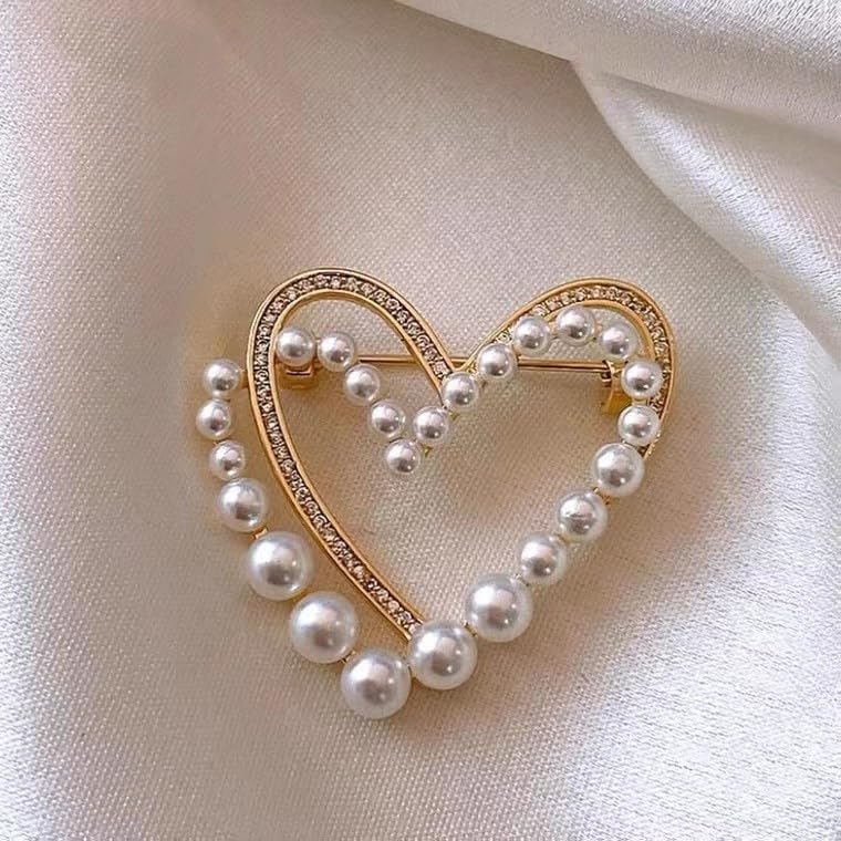 Image of Heart Brooches for Women Rhinestone Crystal Heart Brooch Pin Gift for Wife Girlfriend