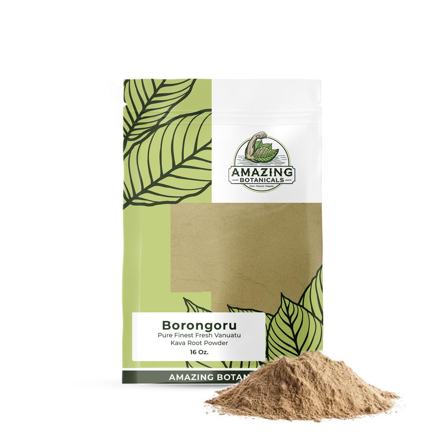Amazing Botanicals Borongoru Vanuatu Kava Root - 100% Noble Kava-Kava 16oz/1lb, 1 Pound Bag of Pure Finest Fresh Vanuatu Kava