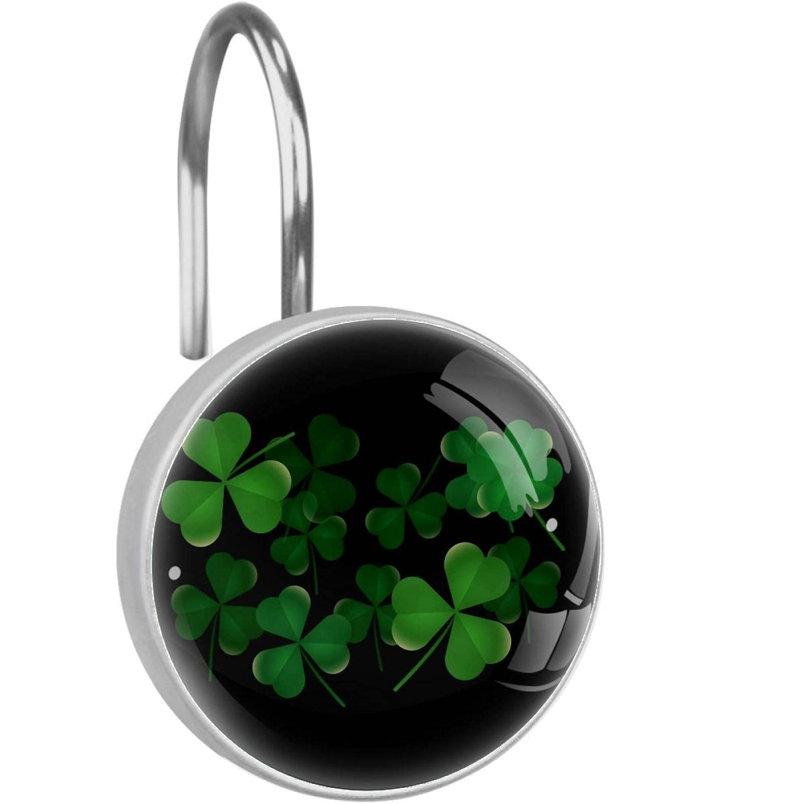 Crochets rideau de douche Clovers acier inoxydable anneaux de fixation foncés pour salle d'eau