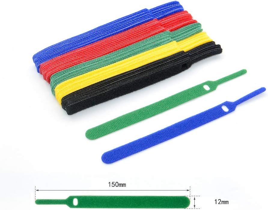 Smilee 60PCS Fastening Cable Ties Reusable, Premium 6-Inch Adjustable Cord Ties, Microfiber Cloth Cable Management Straps Hook Loop Cord Organizer Wire Ties (12mmx150mm Needle Shape)