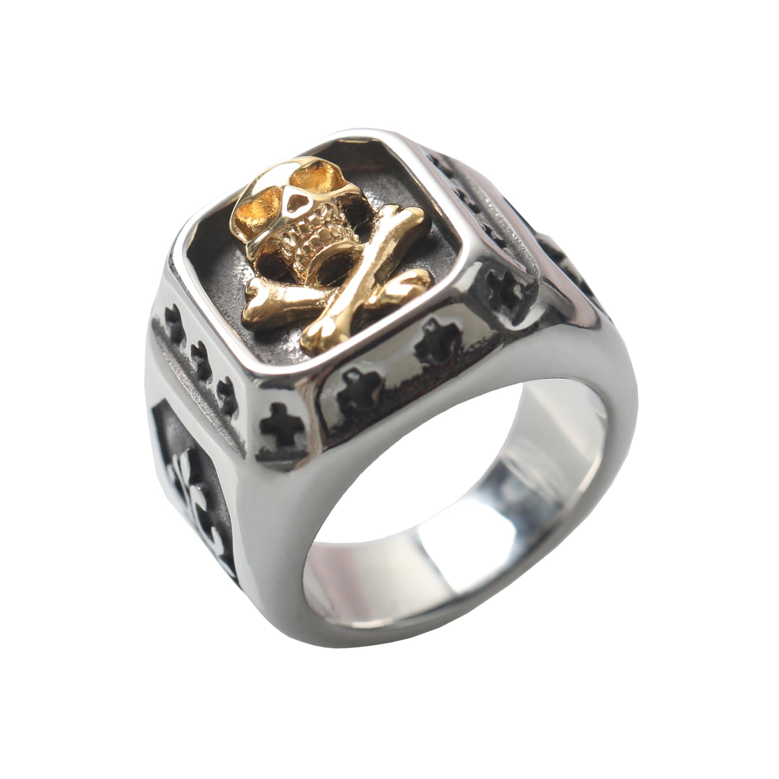 VELESAY Anillos Hombre Acero Inoxidable Anillo Vintage Calavera Anillo Punk Rock Skull Anillo Biker Gótico Cráneo Anillo Calavera Mujer Anillos Joyería Hombre Calavera Anillos Oro