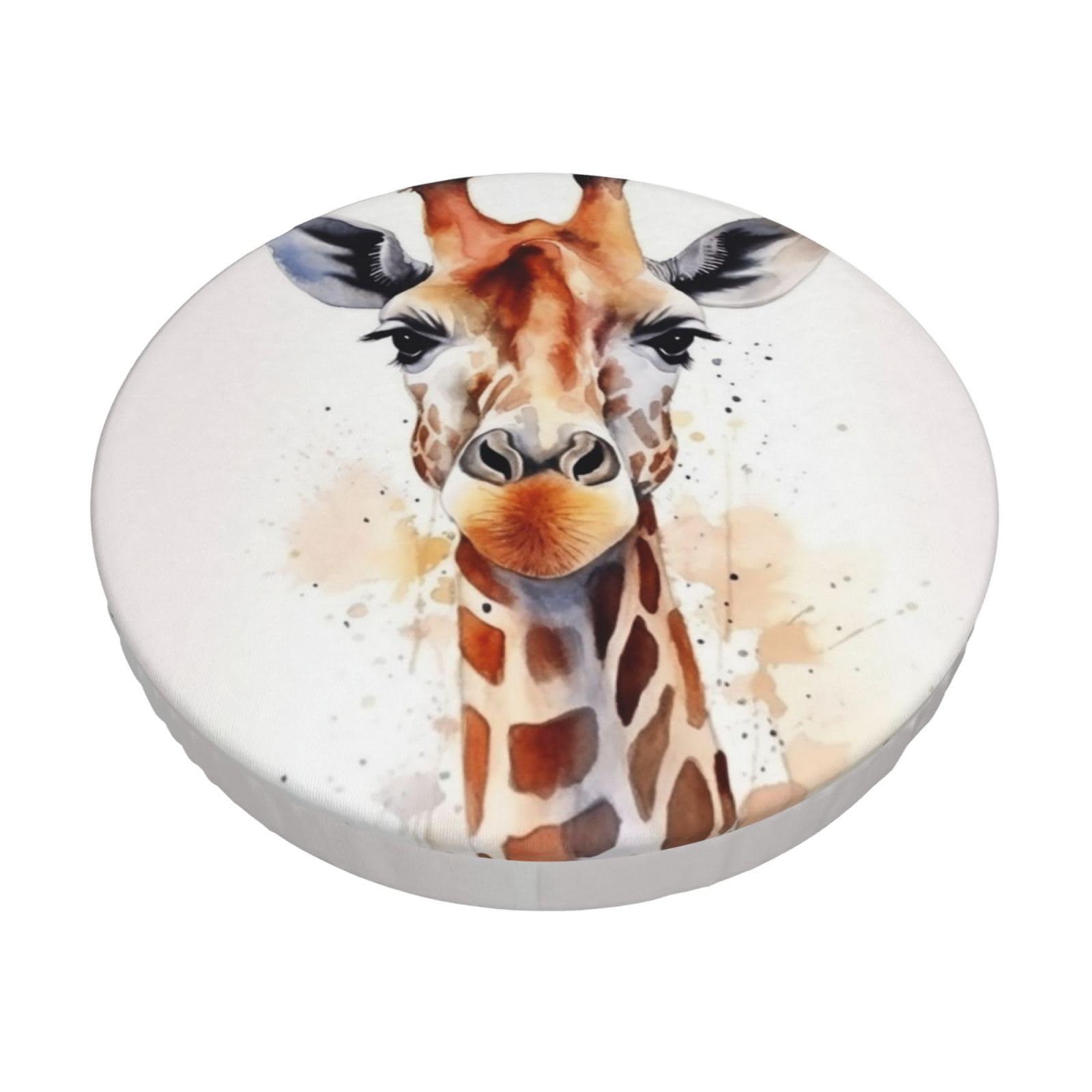 Fodpand Black Stylish Animal Watercolor Giraffe Stool Covers Round 12 Inch, Stretch Round Bar Stool Seat Covers Washable Dustproof Stool Cushion Slipcover Soft Velvet Bar Chair Covers With Elastic Band