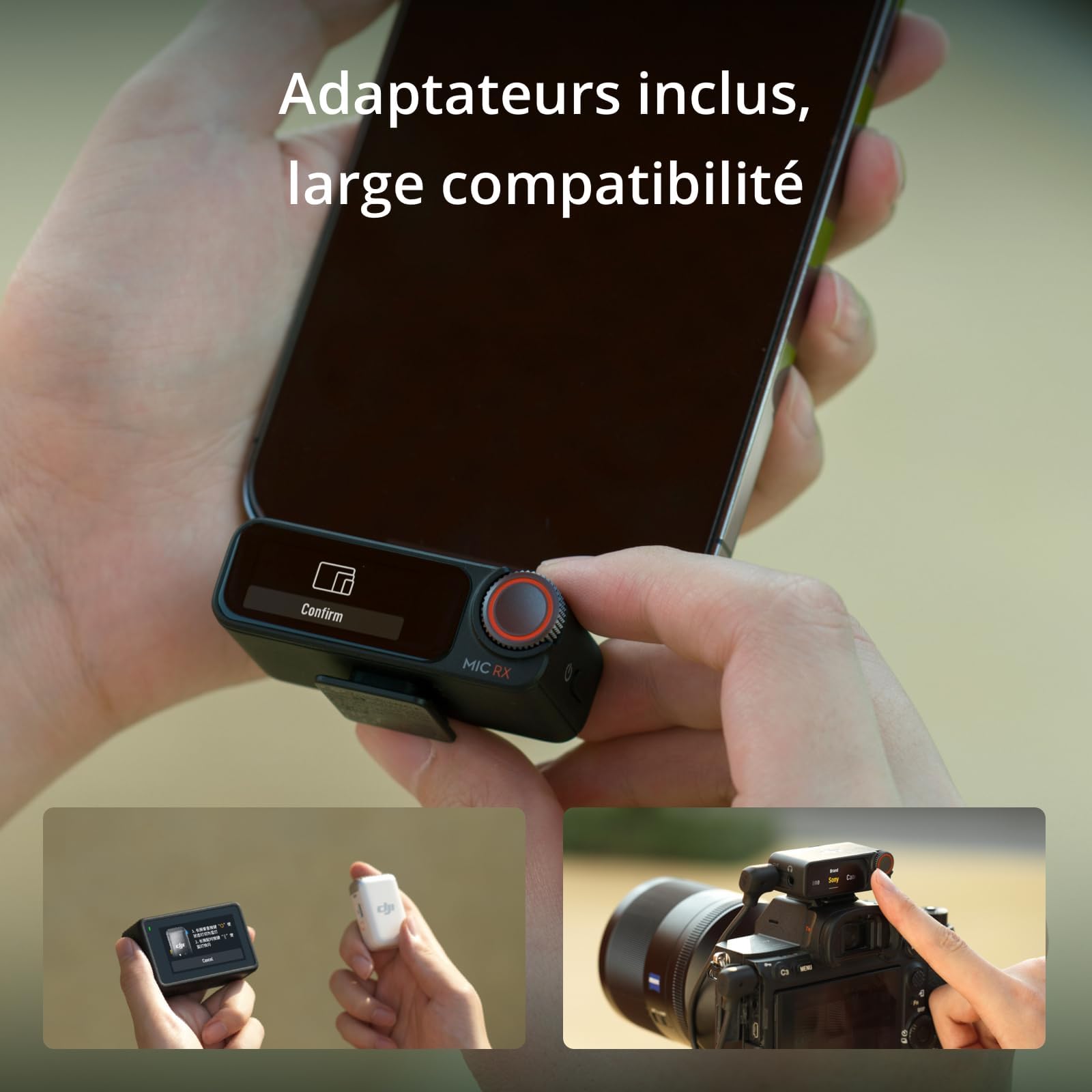 DJI Mic 2 (2 TX + 1 RX + Boîtier de Recharge), Micro sans Fil Tout-en-Un, Réduction Intel. du Bruit, Enregistrement Interne 32 Bits à Virgule Flottante, Portée de 250 m