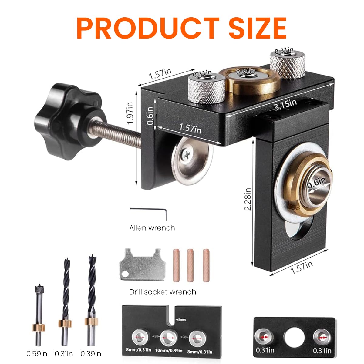 Serplex® 3-in-1 Woodworking Dowel Drilling Guide Adjustable Pocket Hole Jig