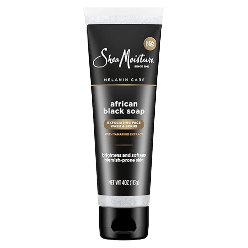 Crema exfoliante y facial SheaMoisture jabón africano negro para problemas cutáneos, 4 onzas
