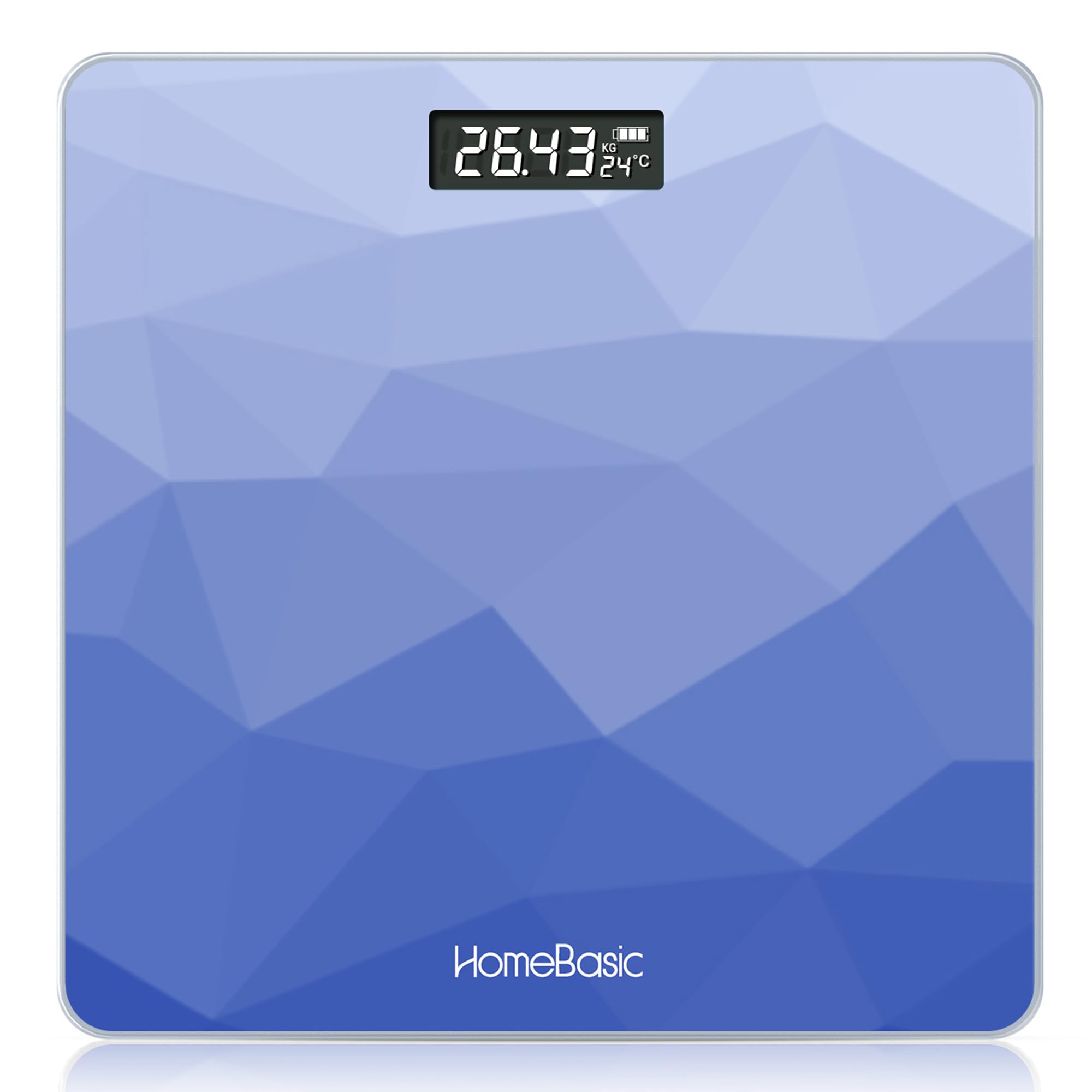 HOMEBASIC Digital Weight Machine for Body Weight| Weighing Scale with Toughened Glass| 180kg Capacity, 4 Unit Modes, 0.1g High Accuracy, Step-On Feature, Auto On/Off, LCD Display, Temperature Crystal