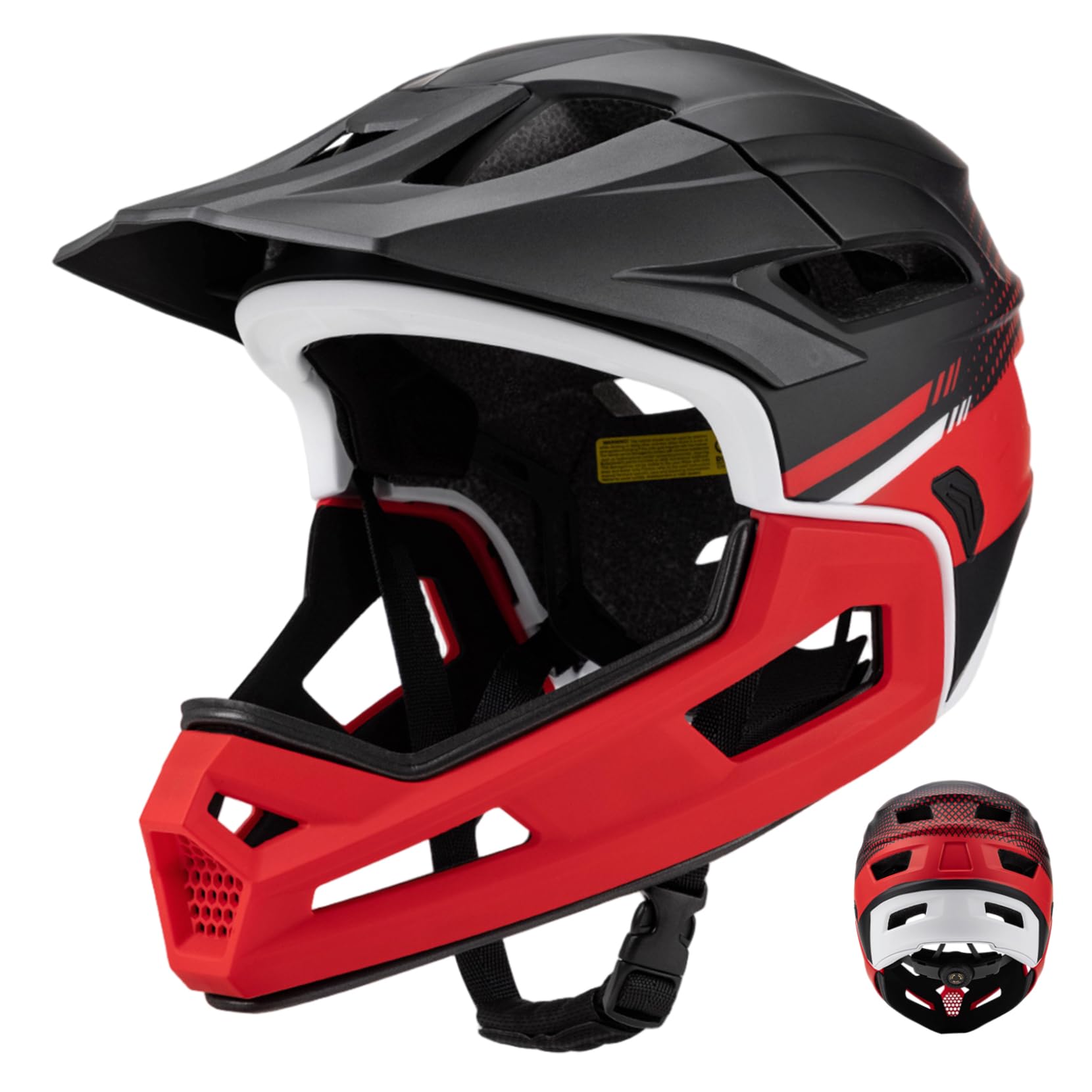 Adult Bike Helmets Mountain Biking Full Face Bike Helmet with Detachable Chin Guard Ventilated & Adjustable & Lightweight for Men Women