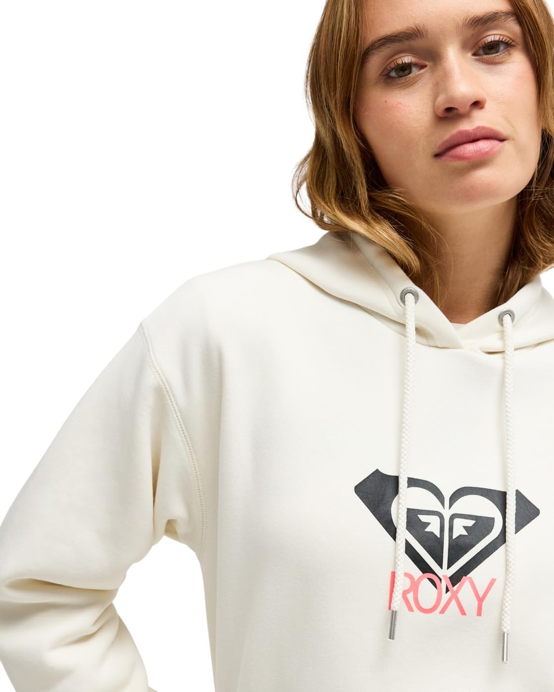 Roxy Surf Stoked Brushed Art - Felpa con Cappuccio da Donna, Colore Bianco