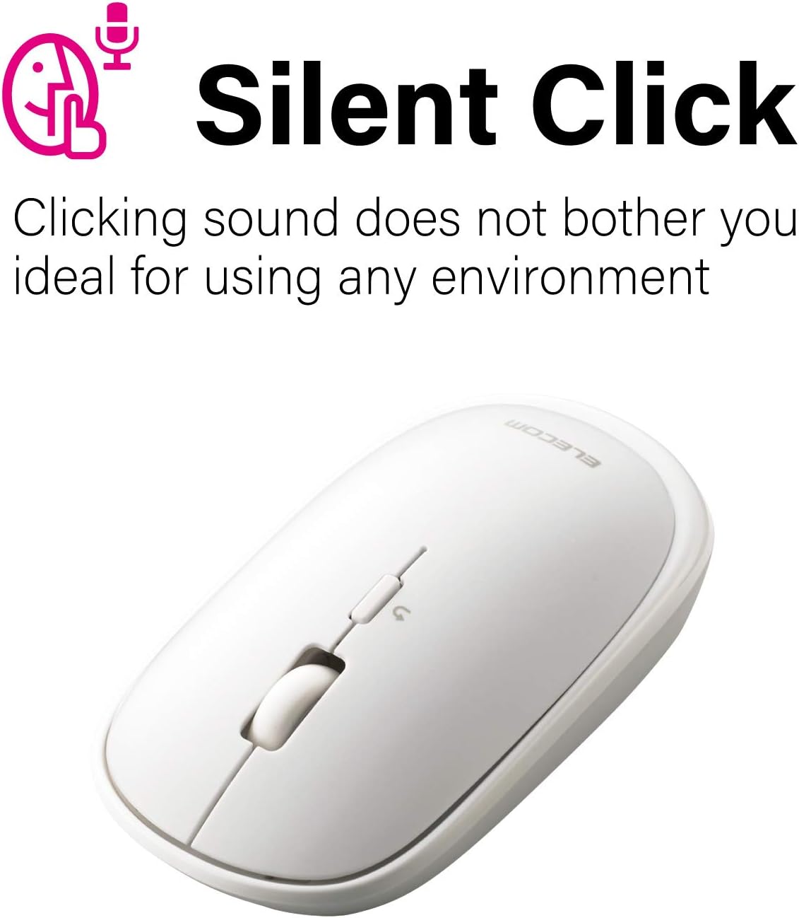 ELECOM Bluetooth Mouse, Silent, Quiet Click, Slim, 4 Button for iPad, Laptop, PC and Mac, with Mouse Case, White (M-TM10BBWH)