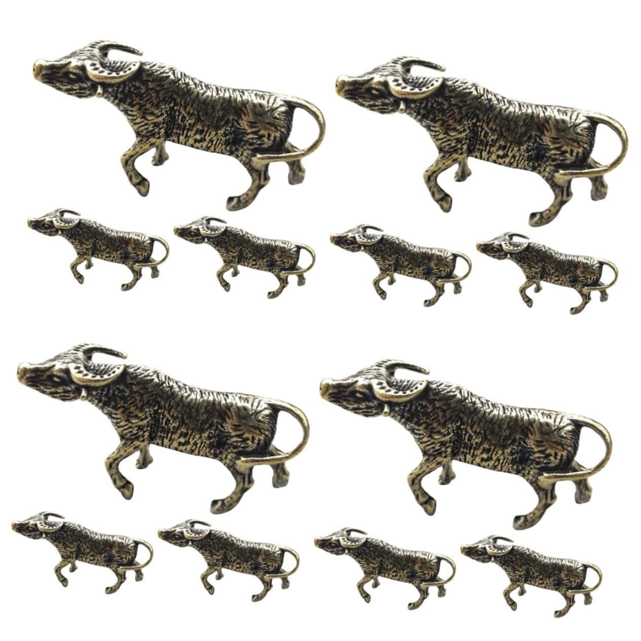 ifundom 12stücke Teiliges Messing Rind Figur Vintage Desktop Dekoration Chinesisches Tierkreiszeichen Edles Wohnaccessoire Für Freunde Und Familie Robust Und Langlebig Feine Verarbeitung
