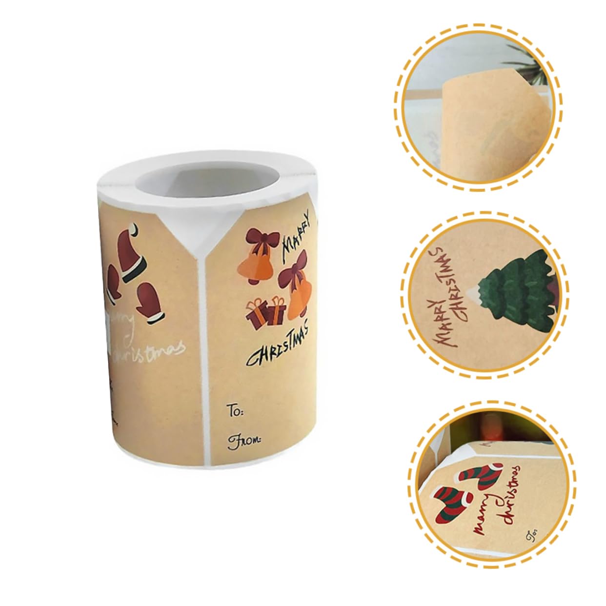 NUOBESTY Lot De 4 Rouleaux D'Étiquettes Autocollantes De Noël Étiquettes En Papier Pour Fêtes Étiquettes De Porte Adhésives Décoratives Pour Noël Autocollants Personnalisés