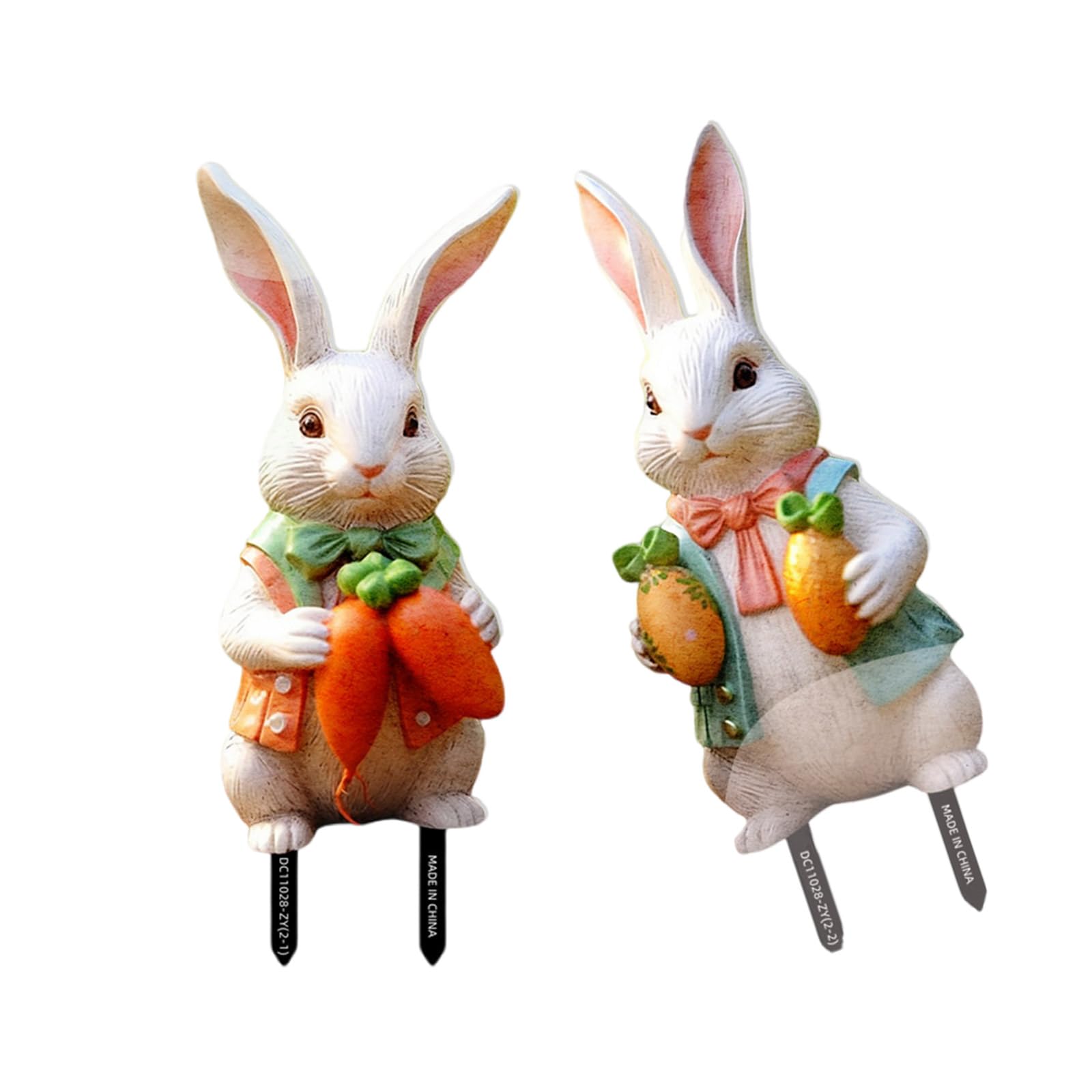 ordinarYone 2pcs Easters Garden Stake Colorful Rabbits Sculpture Yard Decoration for Spring Celebration Weather Ornament
