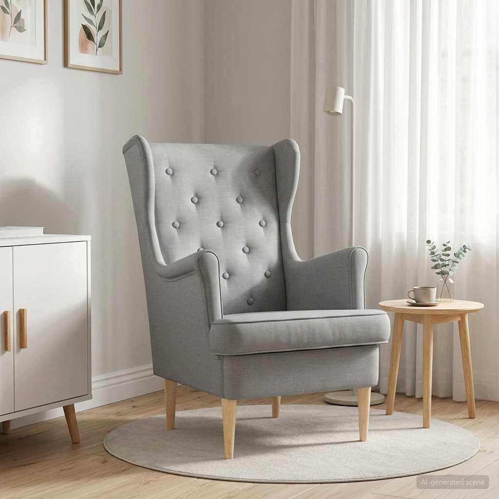 Fengshui Fotel jasnoszary materiał ze zdejmowaną poduszką