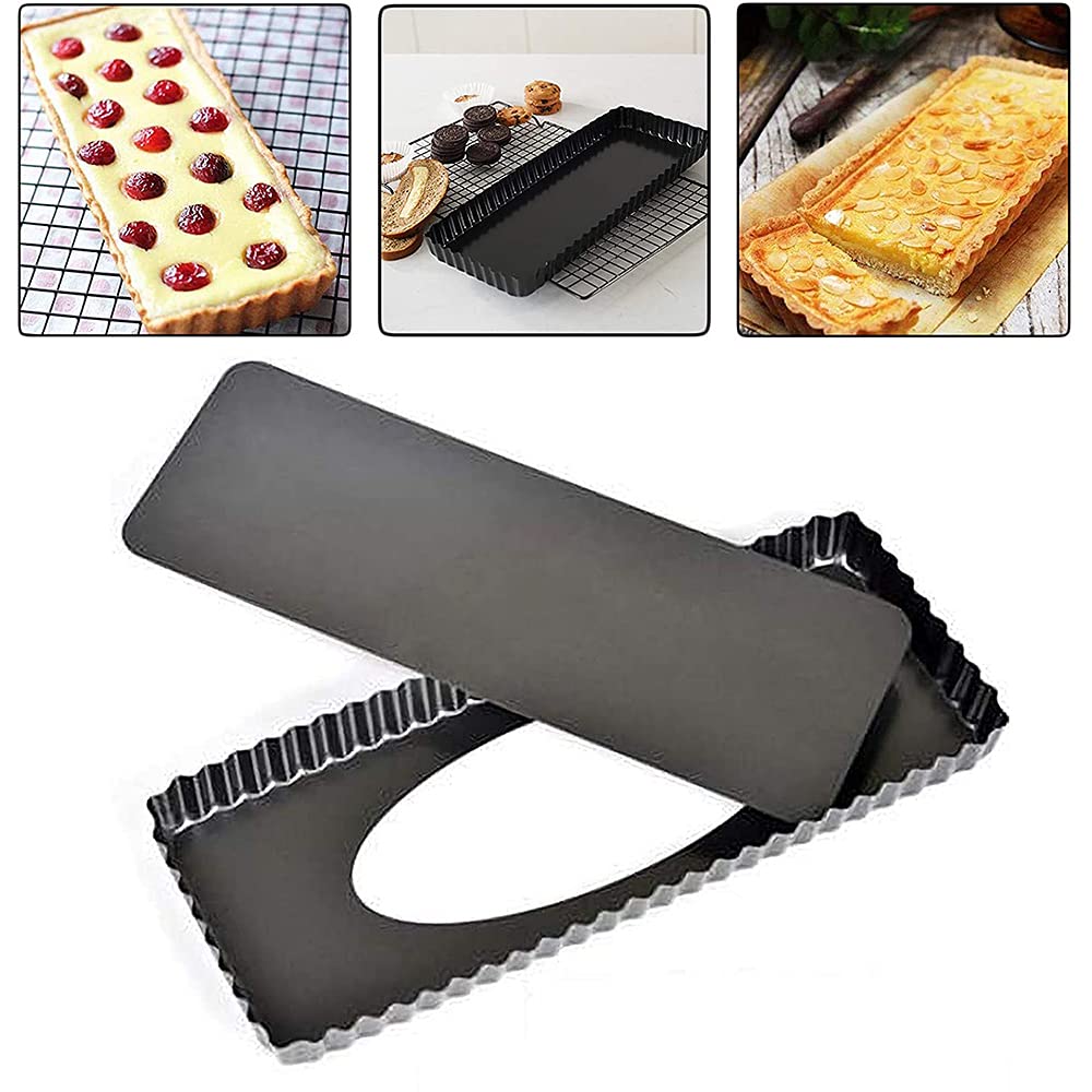 Teglia Per Quiche Rettangolare Antiaderente - 36.5x15cm, Fondo Rimovibile, Per Forno
