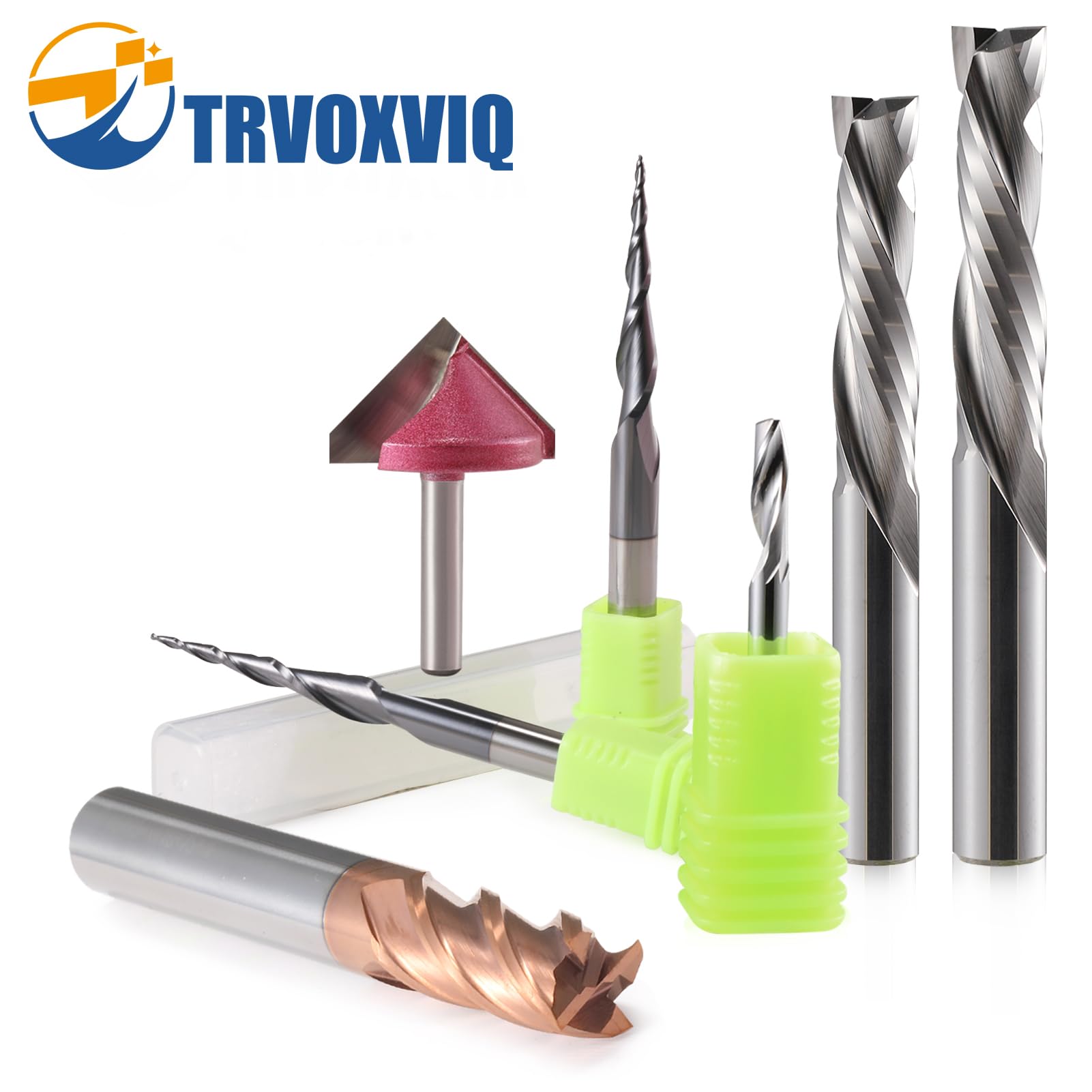 2 Flutes Up & Down Cut Bit 8mm Shank Compression Bit Lunghezza di taglio 25mm Spirale CNC Router Bits End Mill Carburo di tungsteno Fresa Cutter Set 2 Pack