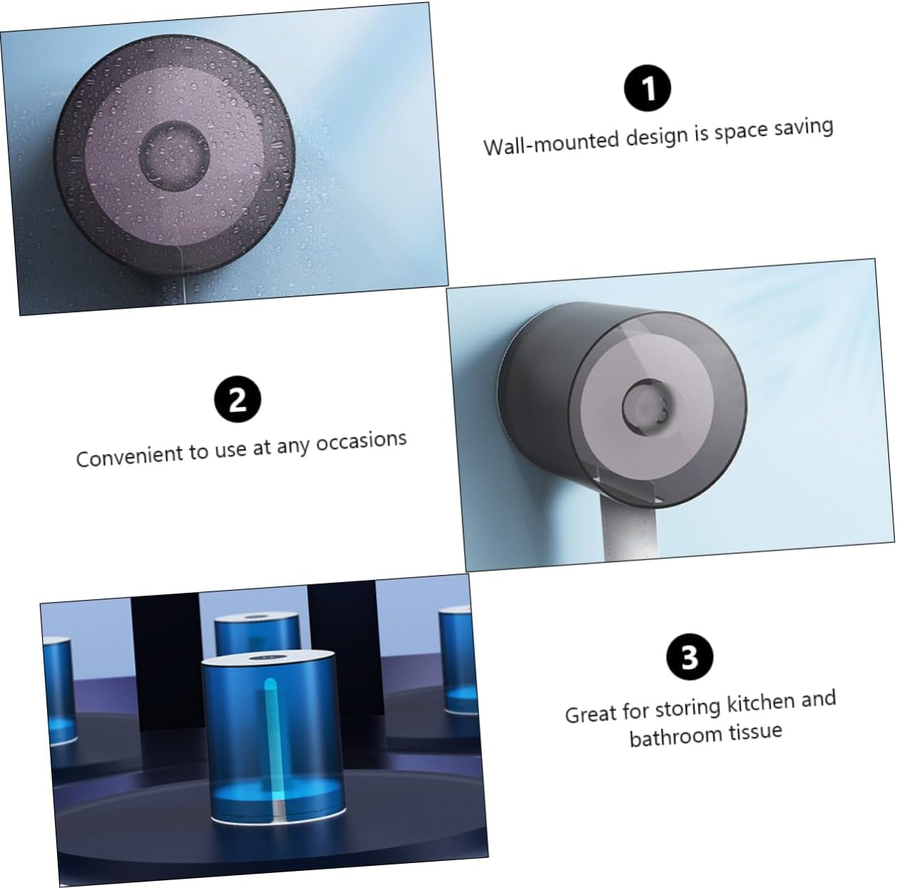 3pcs Toilet Paper Holder Bathroom Tissue Storage Box Roll Paper Storage Rack for Modern Bathroom Random Color