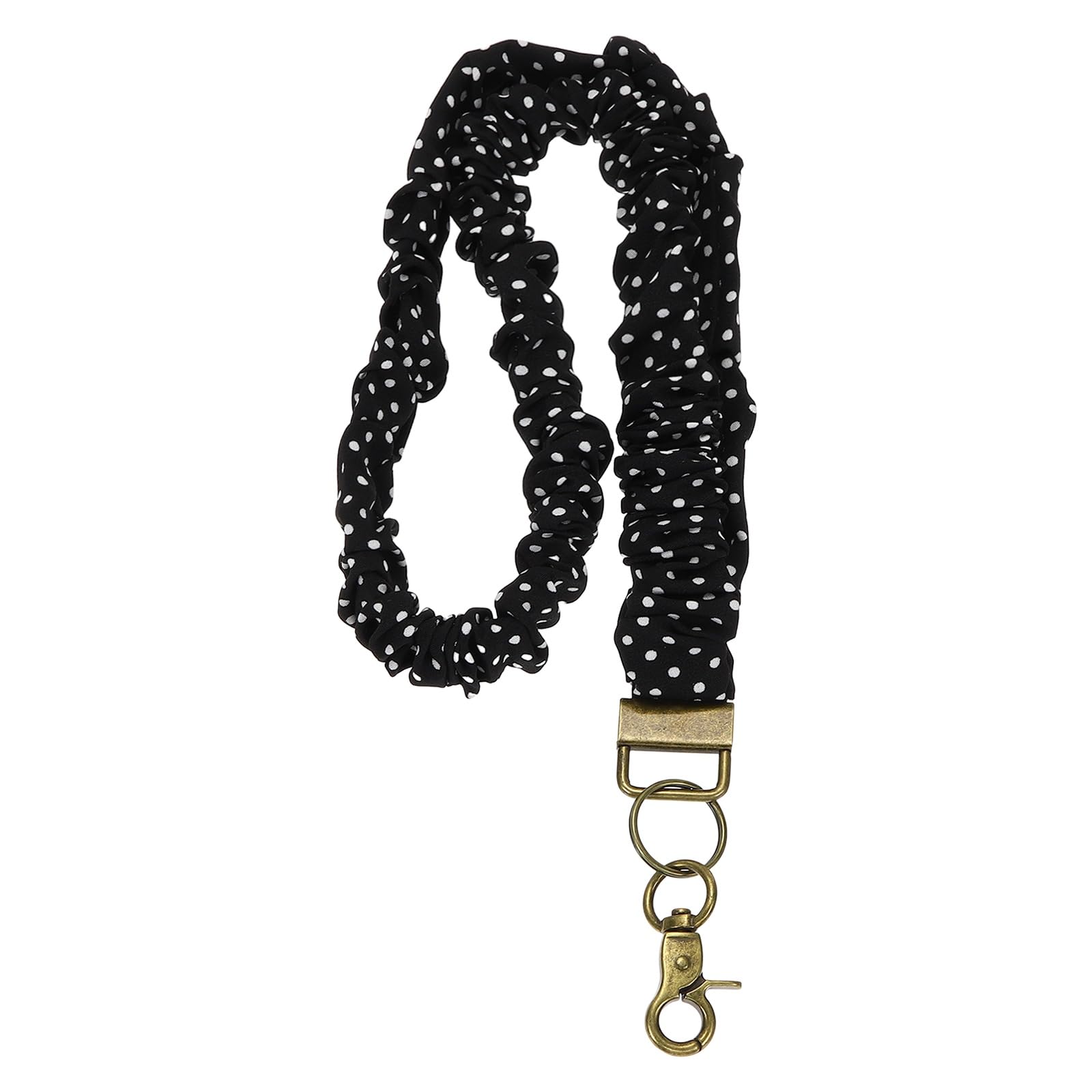 PATIKIL Scrunchie Lanyard Teacher,Stretchy Lanyards Black with White Dots