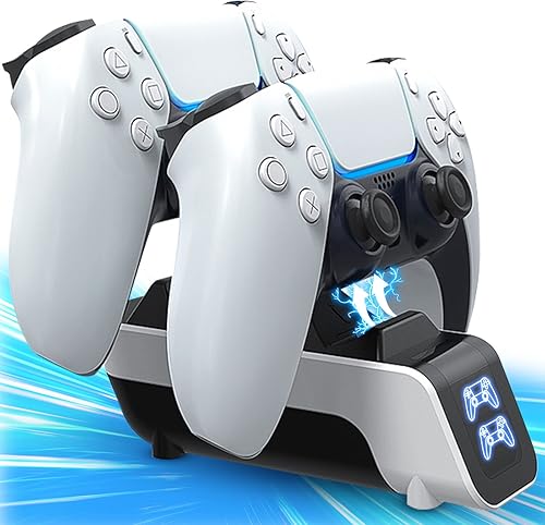 Estación de carga para controlador PS5 con base de carga doble, carga rápida de 5 V, accesorios de cargador inalámbrico PS5 para controlador