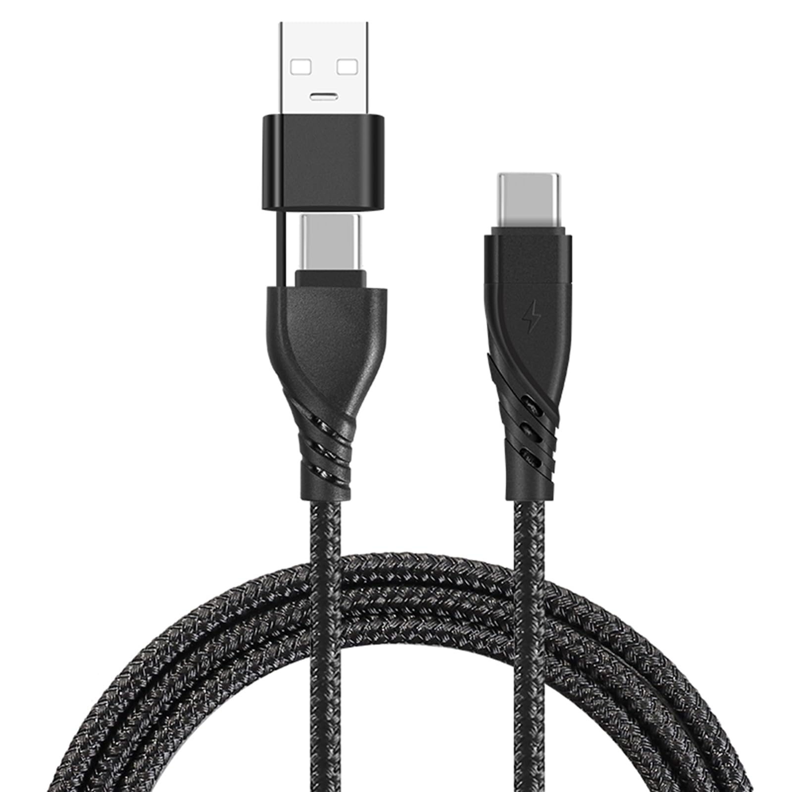 Maxtonser Removable USB-A to Type C Adapter Converter Cable Fast Charging and Data Line for Phones and Tablets