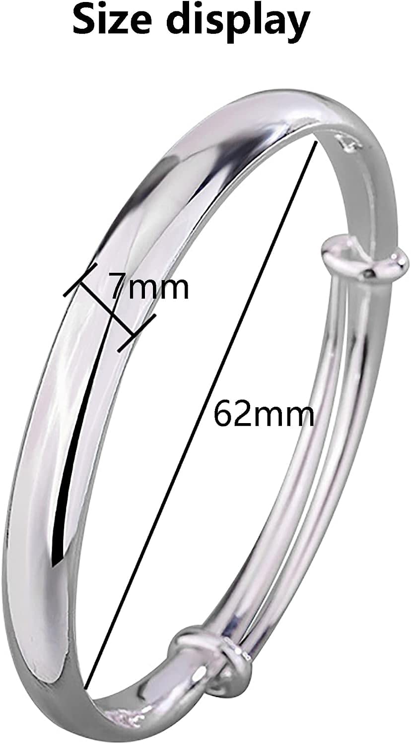 catene a catena, regolabili; Bracciale rigido regolabile push-pull in argento sterling for donna