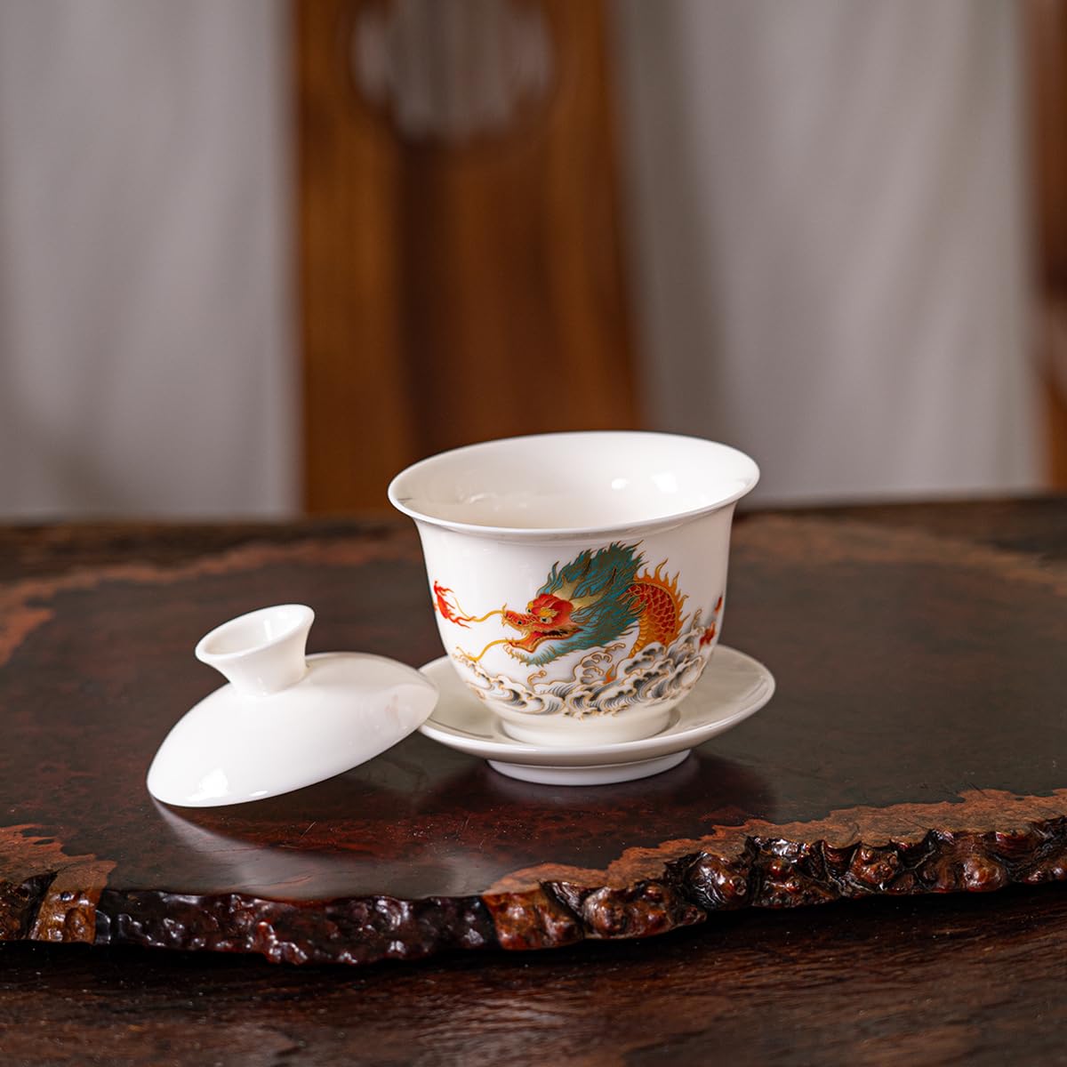 Zestaw do herbaty Gaiwan Gongfu, chiński zestaw do herbaty Gongfu, biały ceramiczny zestaw do herbaty dla dorosłych Azjatów, 6 filiżanek, odpowiedni na małe spotkania, do domu i biura, na prezent.