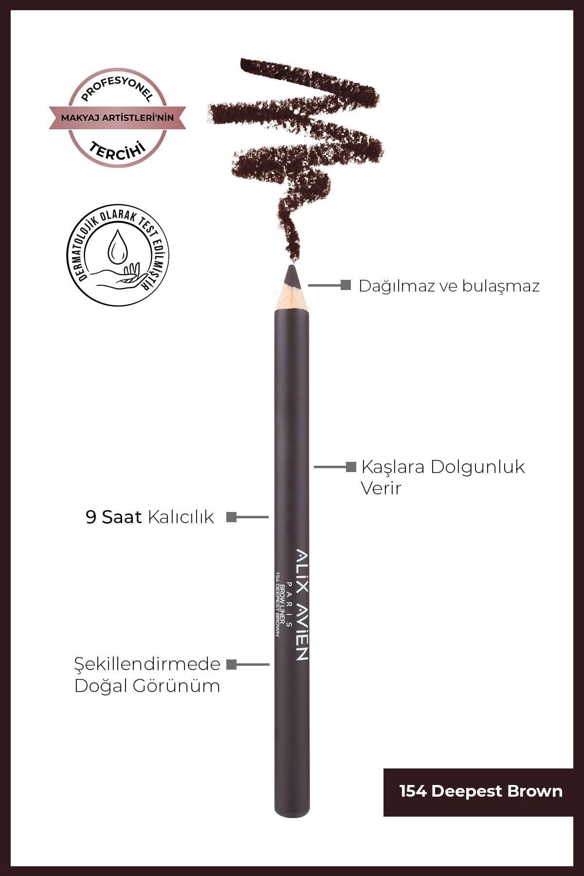 ALIX AVIEN Uzun Süre Kalıcı, Belirginleştirici Şekillendirici Kahve Kaş Kalemi - Brow Liner 154 Deepest Brown