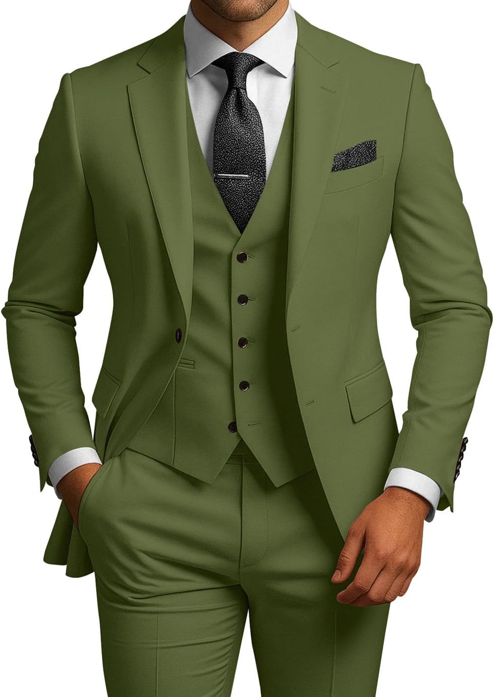 Men's Suit 3 Piece Formal Slim Fit Suit for Men Wedding Groomsmen Suit Blazer Vest Pant Prom Tuxedo