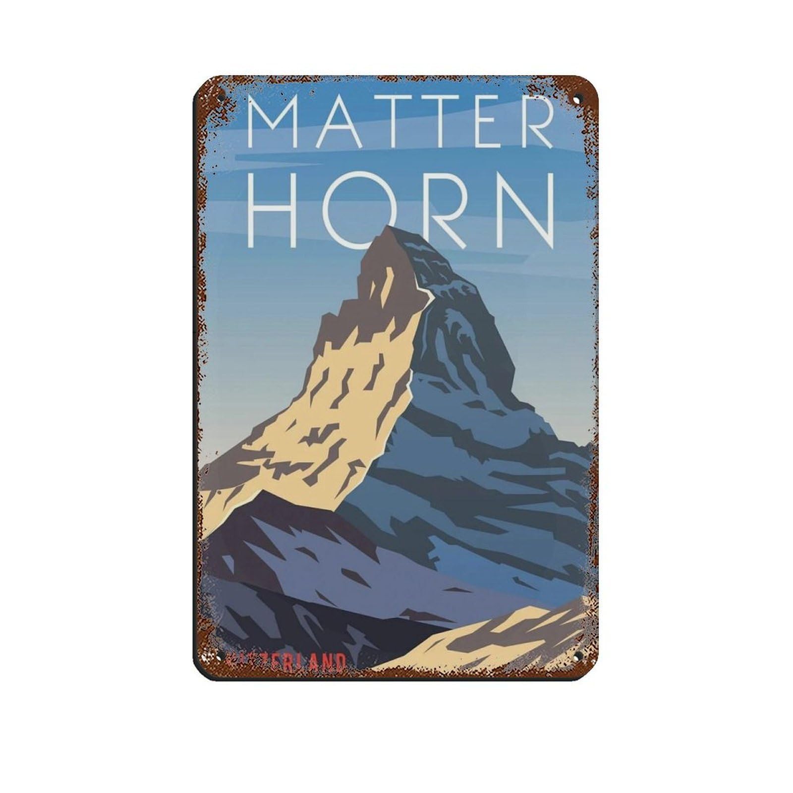 Matterhorn Travel Poster, Alps Poster Retro Poster Metal Tin Sign Chic Art Retro Iron Painting Bar People Cave Cafe Family Garage Poster Wall Decoration 8x12inch(20x30cm)