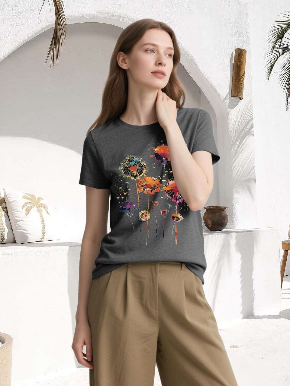 Women Wildflower T Shirt Cute Botanical Flower Shirts Funny Boho Floral Graphic Tees Short Sleeve Tops - Image 2